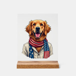 Unabhängigkeitstag Golden Retriever Vintage-Shirt  Acrylschild
