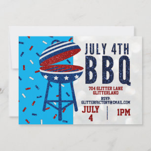 Unabhängigkeitstag GRILLEN 4. Juli Glitzer Einladung