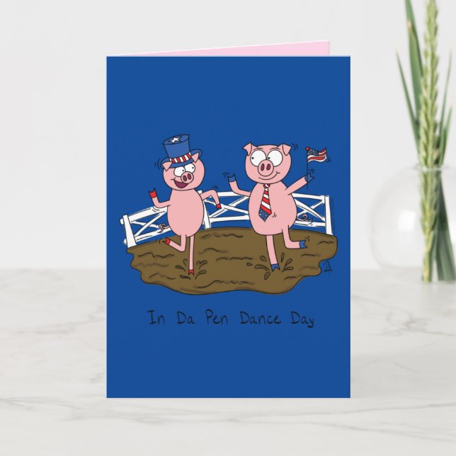Unabhängigkeitstag Schweine 4. Juli Karte (Vorderseite)