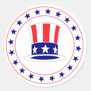 Unabhängigkeitstag-Uncle Sam Hut Runder Aufkleber