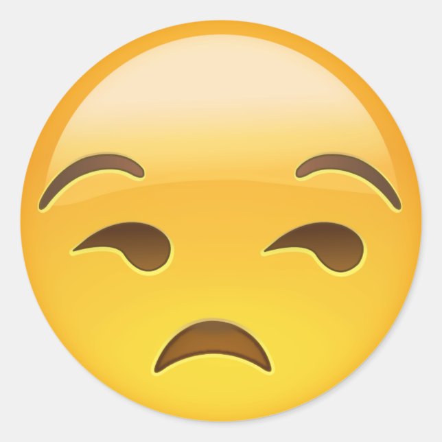 Unamüsiertes Gesicht Emoji Runder Aufkleber (Vorderseite)