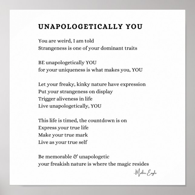 Unapologely You Be self poem poster wall (Devant)
