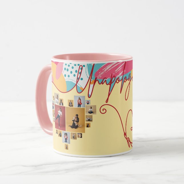 Unapologetic Personalized Feminine Photo Collage Tasse (Vorderseite Links)