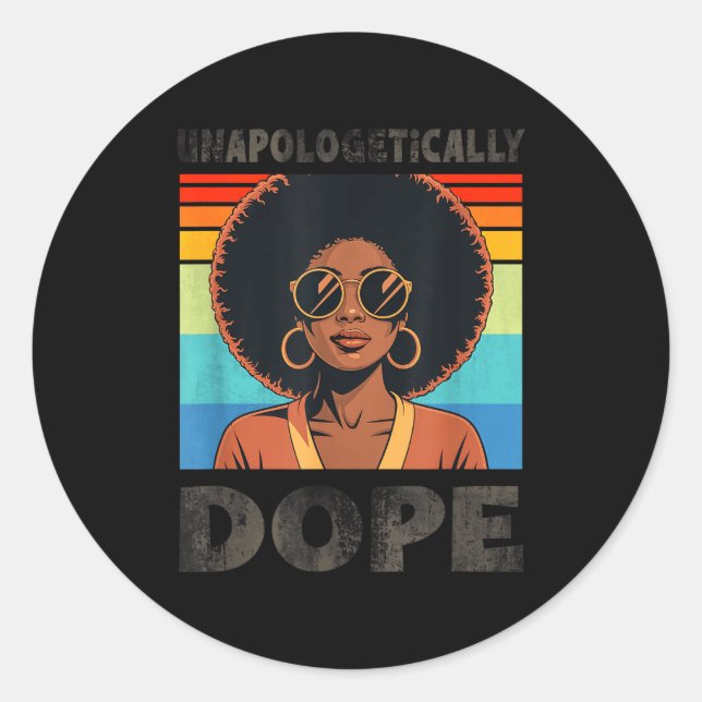 Unapologetically Afro Woman Retro Pride  Runder Aufkleber (Vorderseite)