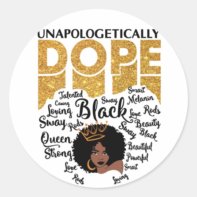 Unapologetisch dope Afro Women Runder Aufkleber (Vorderseite)