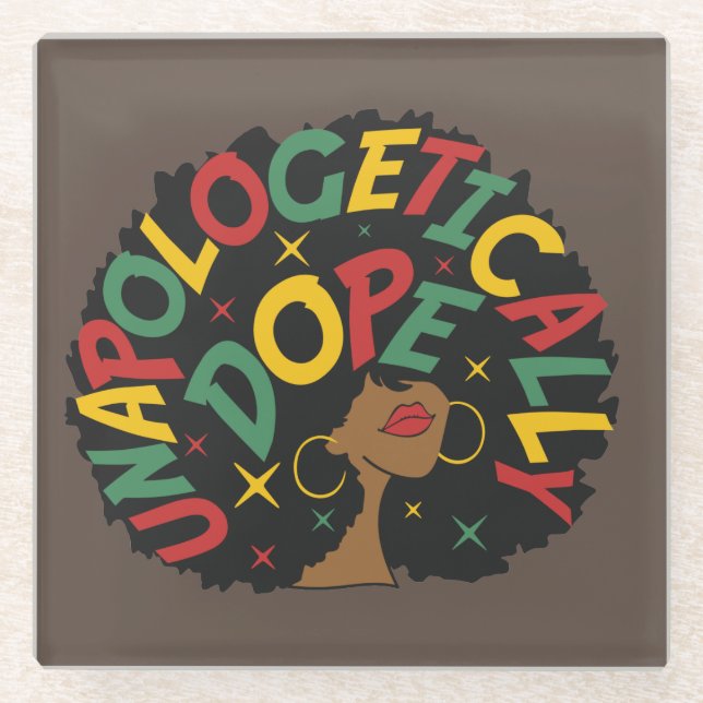 Unapologetisch dope Black Girl Afro Glasuntersetzer (Vorderseite)