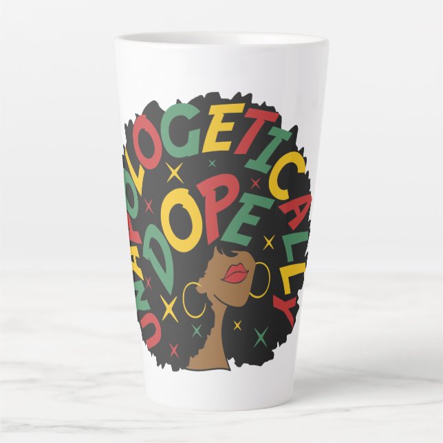 Unapologetisch dope Black Girl Afro Milchtasse (Vorderseite)