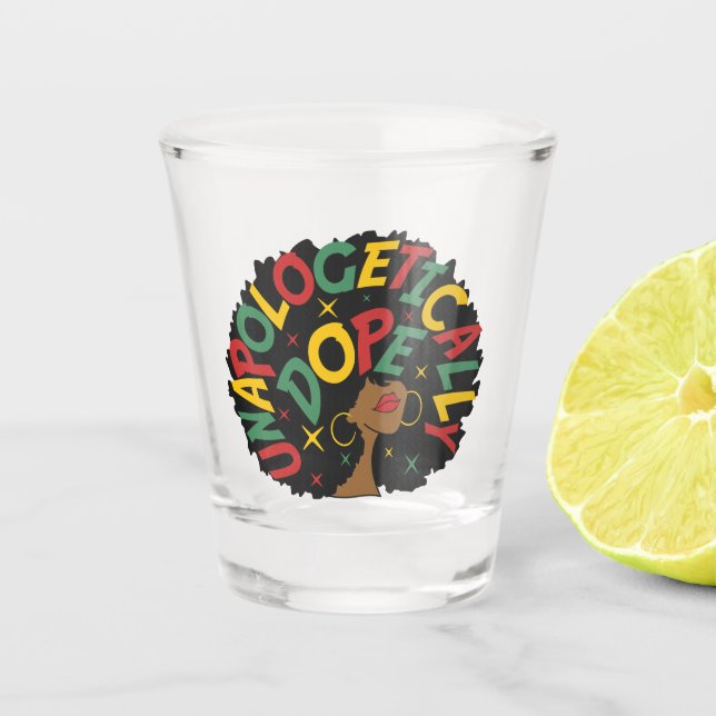 Unapologetisch dope Black Girl Afro Schnapsglas (Vorderseite)