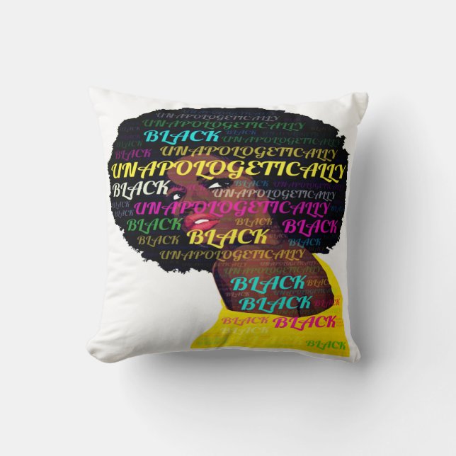 Unapologetisch schwarzes Kissen (Vorderseite)