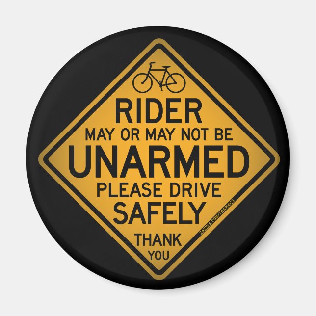 "UNARMED RIDER" Black Round Magnet (Vorne)