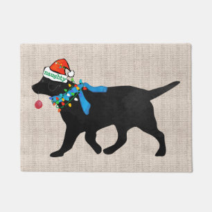 Unartig aber schön schwarzer Labrador Weihnachten Fußmatte