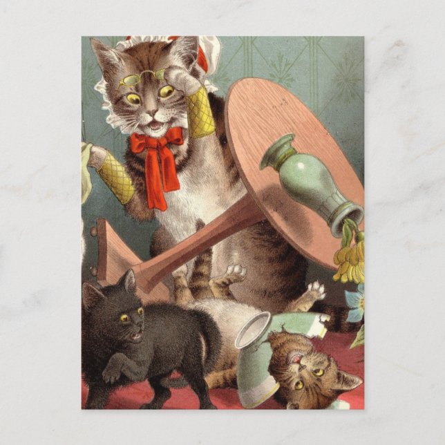 Unartige Katzen Postkarte (Vorderseite)