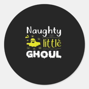 Unartiger kleiner Ghoul lustiges Halloween-Design Runder Aufkleber