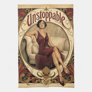 Unaufhaltsame elegante Frau im Jugendstil Geschirrtuch