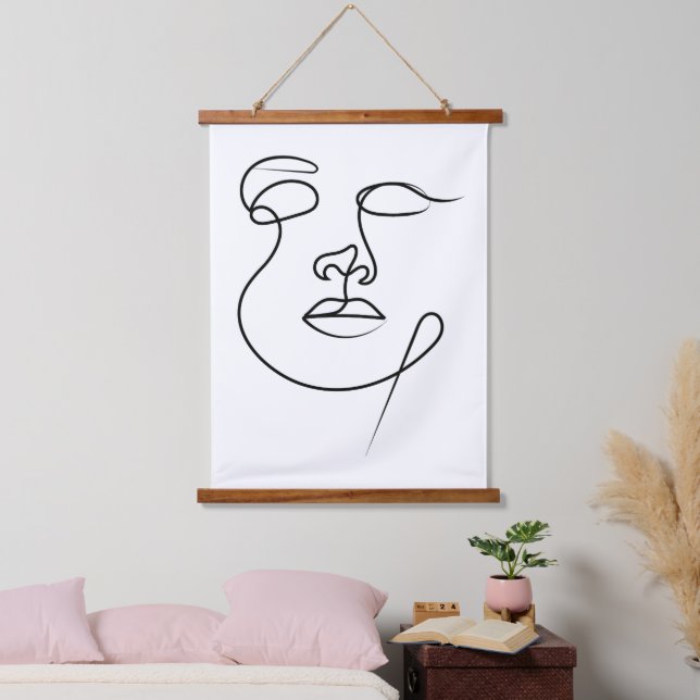 Unausgesprochene - Minimalistische Abstrakte, eins Wandteppich Mit Holzrahmen (Schlafzimmer)