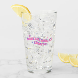 Unbeabsichtigt lustiger rosa Retro- Groovy-Text Glas