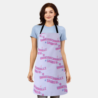 Unbeabsichtigt lustiger rosa Retro-Text im Groovy- Schürze