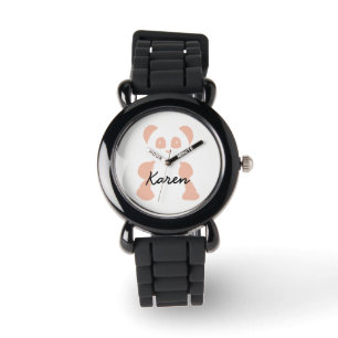 Unbedeutende Uhr des rosa Pandas Kindermit Namen