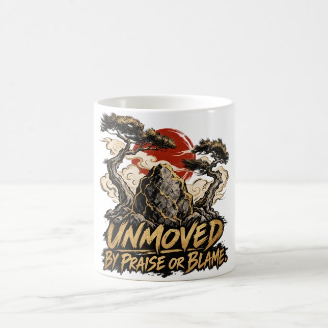 Unbeeindruckt von Lob oder Tadel Dhammapada Kaffeetasse (Mittel)
