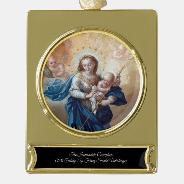 Unbefleckte Empfängnis Banner-Ornament Gold (Vorderseite)