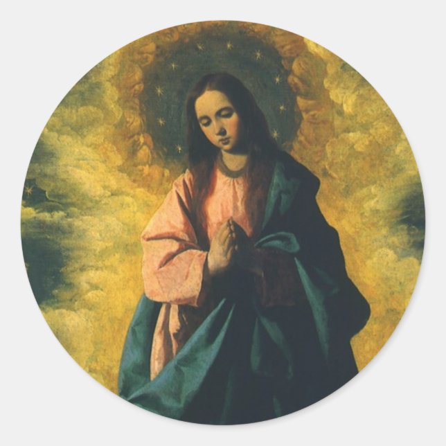 Unbefleckte Empfängnis von Francisco de Zurbaran Runder Aufkleber (Vorderseite)