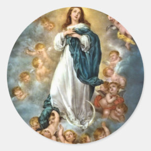 Unbefleckte Empfängnis von Mary Runder Aufkleber