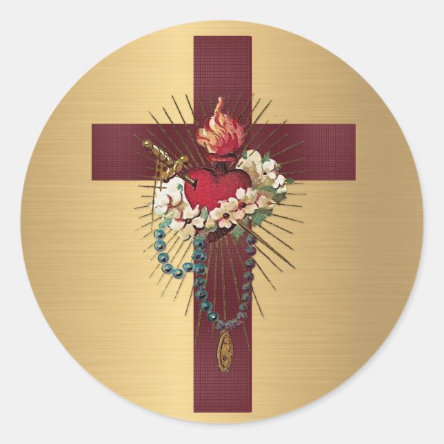 Unbefleckte Herz Jungfrau Mary katholische Religiö Runder Aufkleber (Vorderseite)