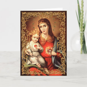 Unbeflecktes Herz Madonna mit Kind Weihnachtskarte Karte