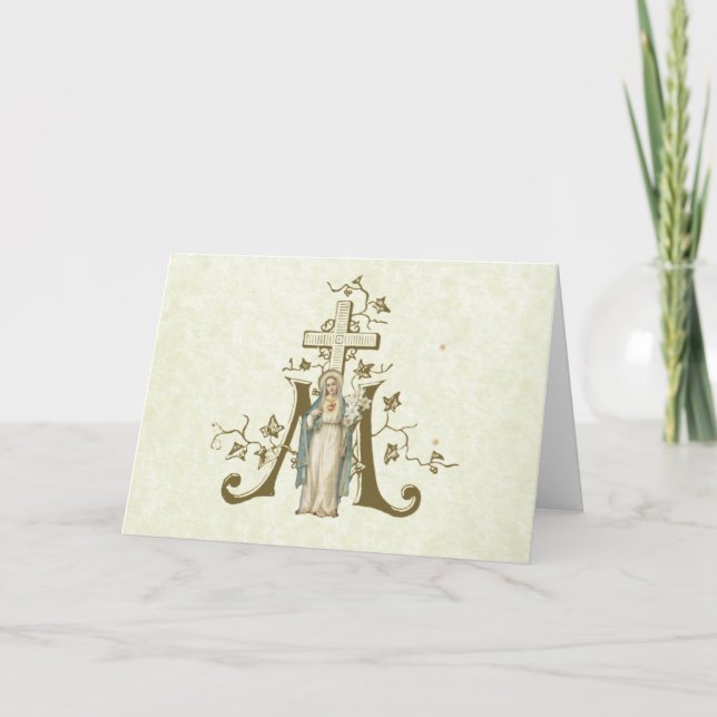 Unbeflecktes Herz Mary Marian Cross Lace Karte (Vorderseite)