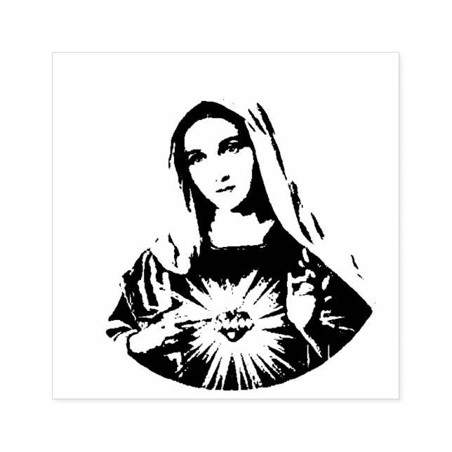 Unbeflecktes Herz Mary Sorrowful Mother Gummistempel (Prägung)