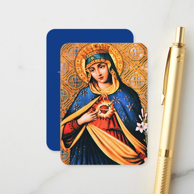 Unbeflecktes Herz von Maria mit Magnificat Begleitkarte (Vorderseite/Rückseite Beispiel)