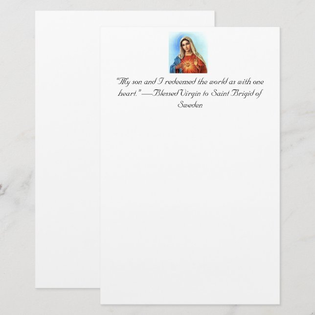Unbeflecktes Herz von Maria und heiliges Herz Jesu Briefpapier (Vorne/Hinten)