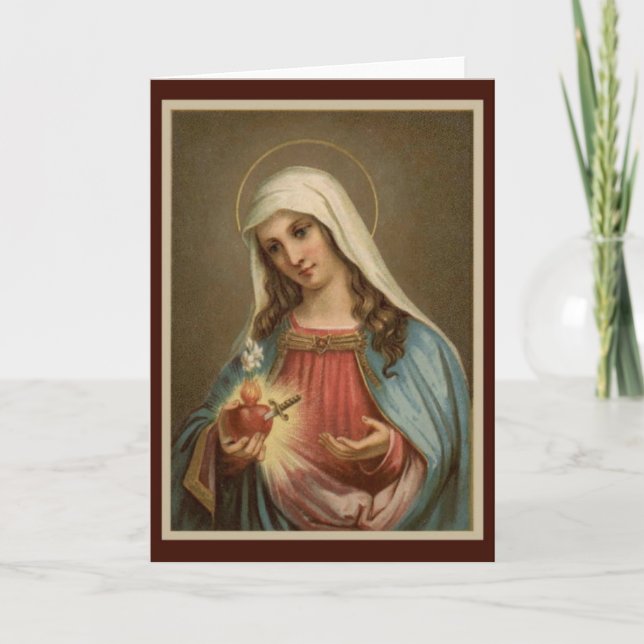 Unbeflecktes Herz von Mary Geburtstag mit Schwertl Karte (Vorderseite)