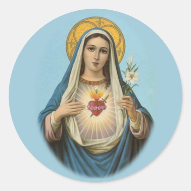 Unbeflecktes Herz von Mary Round Aufkleber (Vorderseite)
