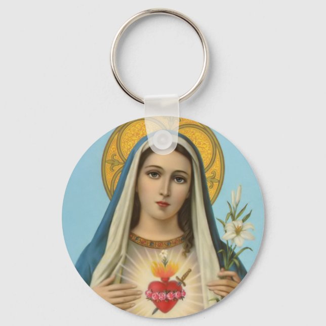 Unbeflecktes Herz von Mary Unser Dame katholisches Schlüsselanhänger (Vorderseite)
