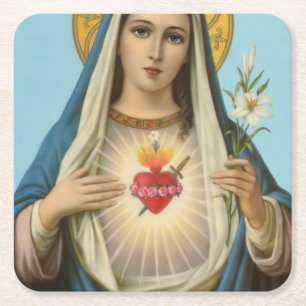 Unbeflecktes Herz von Mary Unser Gottesbild Rechteckiger Pappuntersetzer