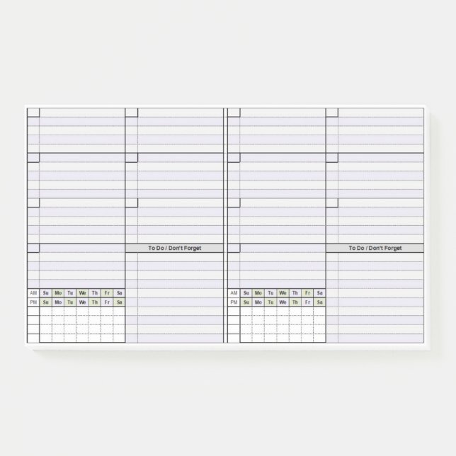 Unbefristete Woche 2 pro Seite Post-it Klebezettel (Vorderseite)