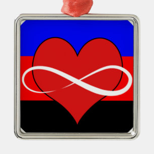 Unbegrenztes Herz mit Flagge Silbernes Ornament