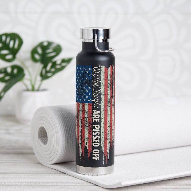 Unbehagliche amerikanische Flagge Wir Menschen Trinkflasche (Yoga)