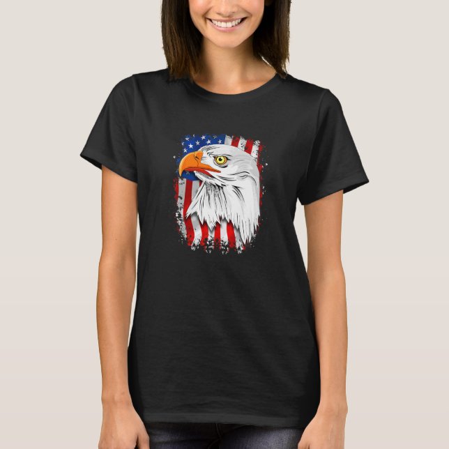 Unbehaglicher US-Flaggenadler 4. Juli T-Shirt (Vorderseite)