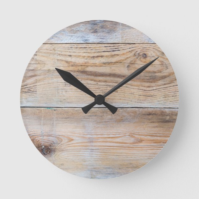 Unbehandeltes Holz Runde Wanduhr (Vorderseite)