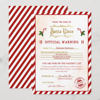 Unbeholfene Liste Warnung Santa Letter Einladung
