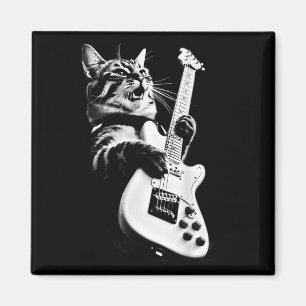 Unbekannter Designer Rock Cat Playing Guitar - Fun Magnet