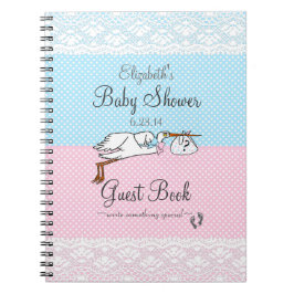 Unbekanntes Geschlecht-Storch Babyparty-Gast-Buch Notizblock