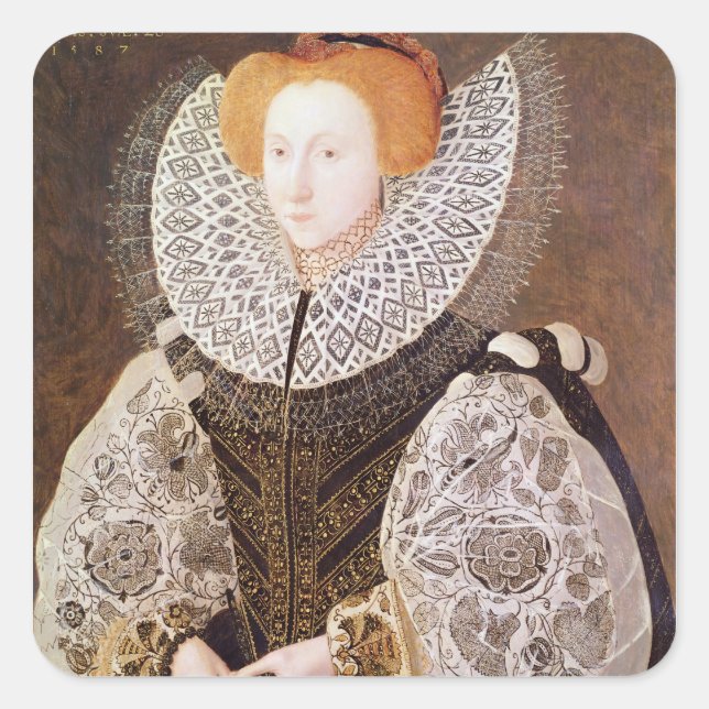 Unbekanntes Mädchen, 20.1587 alt Quadratischer Aufkleber (Vorderseite)