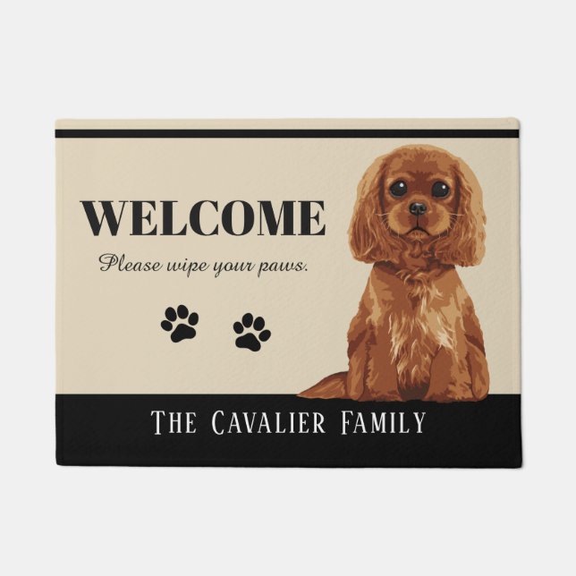 Unbekümmerte Königcharles Spaniel-Fußmatte Fußmatte (Vorderseite)