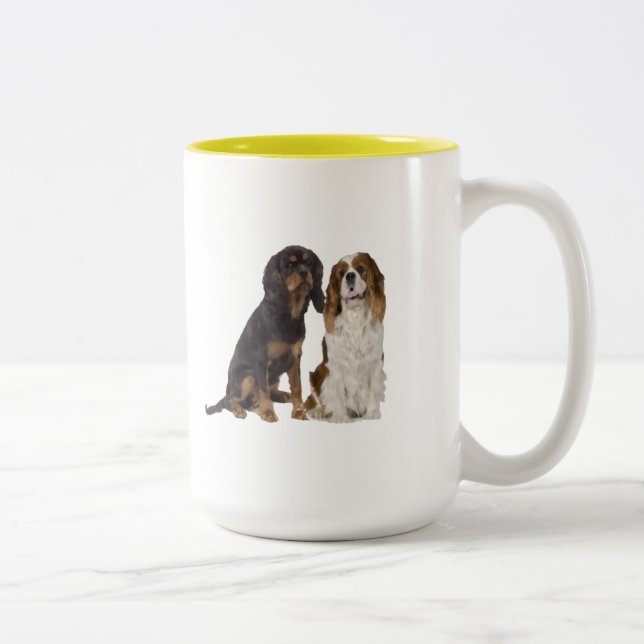 Unbekümmerte Königcharles Spaniel-Kaffee-Tasse Zweifarbige Tasse (Rechts)