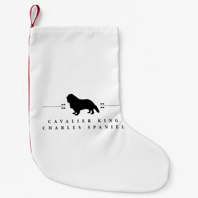 Unbekümmerte Königcharles Spaniel-Silhouette -1- Kleiner Weihnachtsstrumpf (Vorderseite)