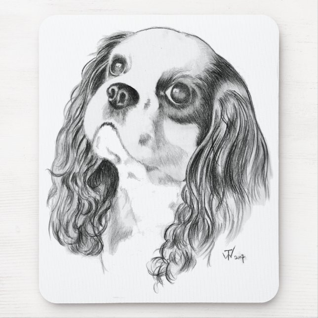 Unbekümmerter König Charles Drawing Mousepad (Vorne)