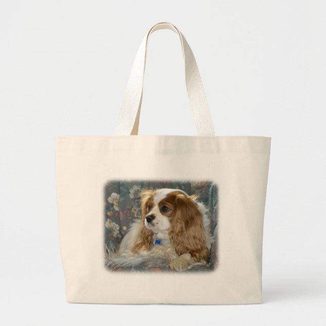 Unbekümmerter Königcharles Spaniel 8R16D-01 Jumbo Stoffbeutel (Vorne)